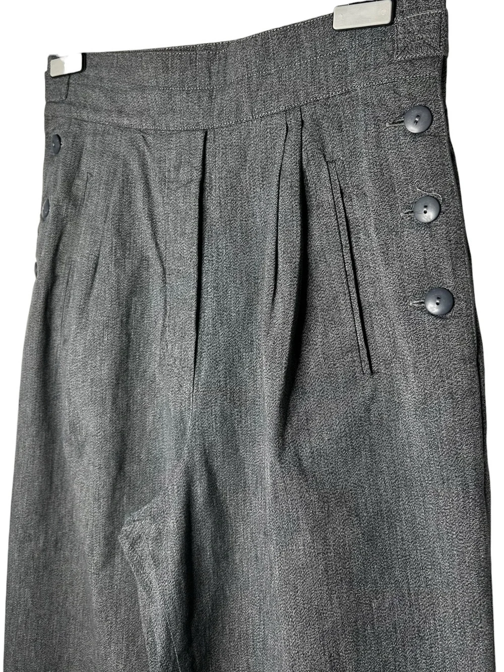 Vintage Seeler High Waist Sailor Trousers Gray Button Front EU 40